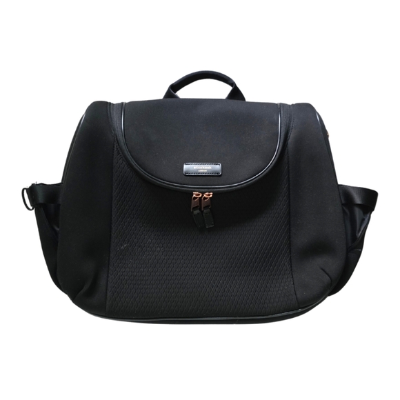 STORKSAK Poppy Lux Convertible Diaper Bag Backpack Black Rose Gold - Picture 1 of 3